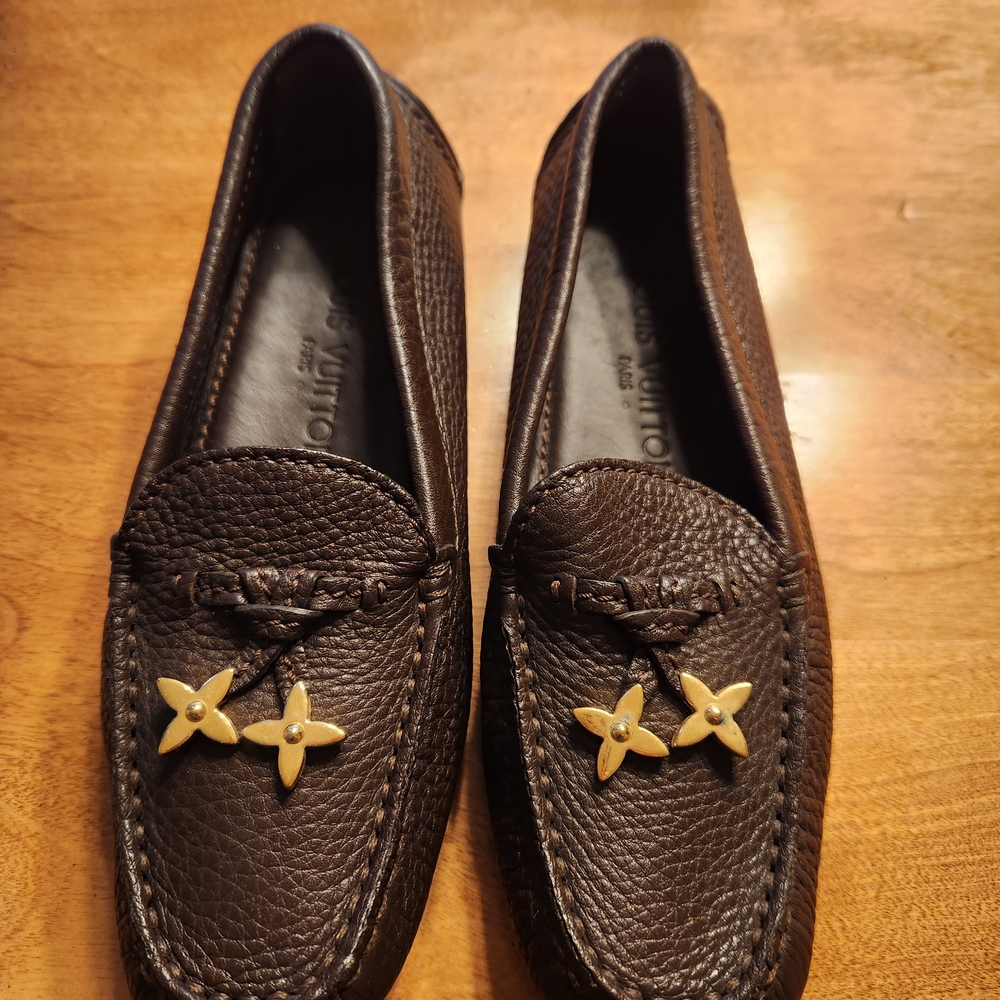 Louis Vuitton Brown Loafers with Gold Star Details